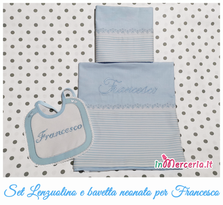 Set Lenzuolino e bavetta neonato per Francesco